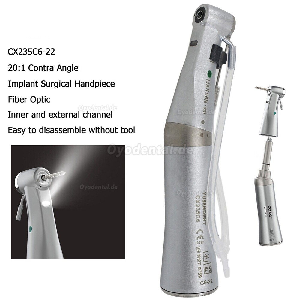 YUSENDENT COXO C-Sailor Pro Zahnimplantatsystem Bürstenloser Chirurgischer Motor mit 2Pcs 20:1 LED-Winkelstück